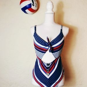 Vintage Inspired Red White Blue Swimsuit